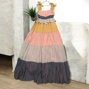 Multicolor Tiered Midi Dress